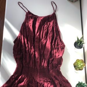brandy melville, maroon, cinched-waist romper